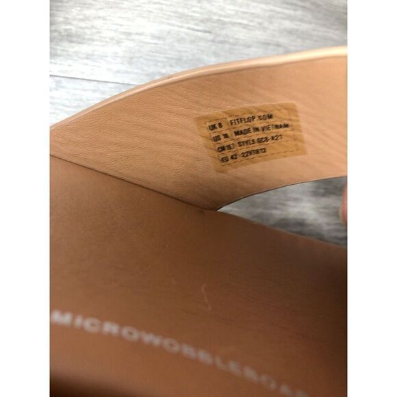 Fitflop F-Mode Brown Leather Flatform Cross Strap Slides Women’s Sz 10M US/42EU - Picture 8 of 16